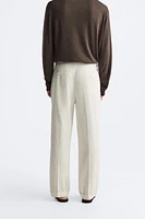 BELTED COTTON - LINEN PANTS