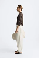 BELTED COTTON - LINEN PANTS