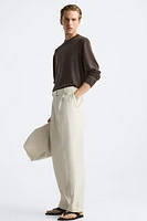 BELTED COTTON - LINEN PANTS