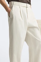 BELTED COTTON - LINEN PANTS