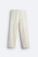 BELTED COTTON - LINEN PANTS