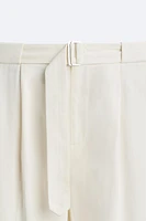 BELTED COTTON - LINEN PANTS