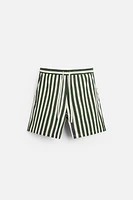 STRIPED LINEN-VISCOSE SHORTS