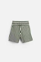 STRIPED LINEN-VISCOSE SHORTS