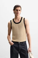 CONTRASTING KNIT TANK TOP