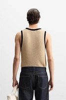 CONTRASTING KNIT TANK TOP