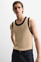 CONTRASTING KNIT TANK TOP