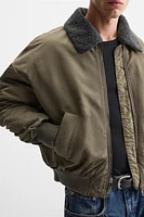 BOMBER JACKET WITH REMOVABLE COLLAR