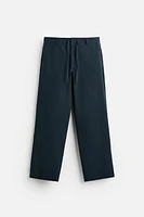 COTTON LINEN BLEND SEERSUCKER PANTS