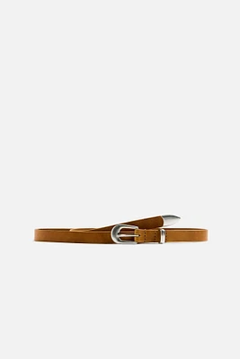 METALLIC FINISH LEATHER BELT