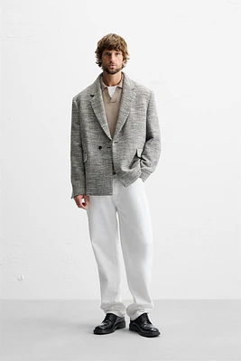 DOUBLE BREASTED TEXTURED WEAVE JACKET