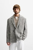 DOUBLE BREASTED TEXTURED WEAVE JACKET