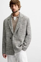 DOUBLE BREASTED TEXTURED WEAVE JACKET