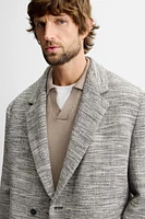 DOUBLE BREASTED TEXTURED WEAVE JACKET