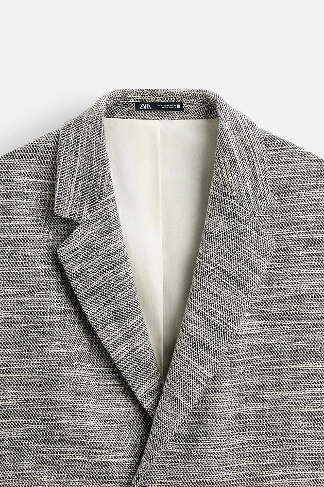 DOUBLE BREASTED TEXTURED WEAVE JACKET