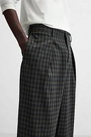 PLEATED PLAID PANTS