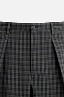 PLEATED PLAID PANTS