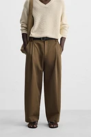 BALLOON FIT COTTON - LINEN BLEND PANTS