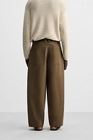 BALLOON FIT COTTON - LINEN BLEND PANTS