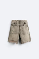 DOUBLE WAISTBAND DENIM SHORTS