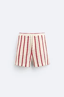 STRIPED CROCHET SHORTS