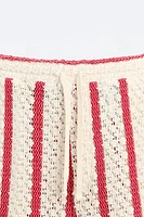 STRIPED CROCHET SHORTS