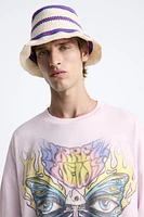 CONTRASTING TIE DYE PRINT T-SHIRT