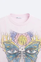 CONTRASTING TIE DYE PRINT T-SHIRT