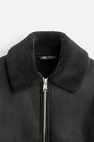 CONTRASTING FAUX SUEDE JACKET