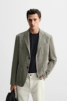 COTTON - WOOL HERRINGBONE BLAZER