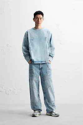 SEAMED DENIM SWEATSHIRT