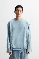 SEAMED DENIM SWEATSHIRT