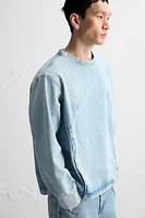 SEAMED DENIM SWEATSHIRT