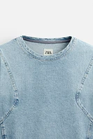 SEAMED DENIM SWEATSHIRT