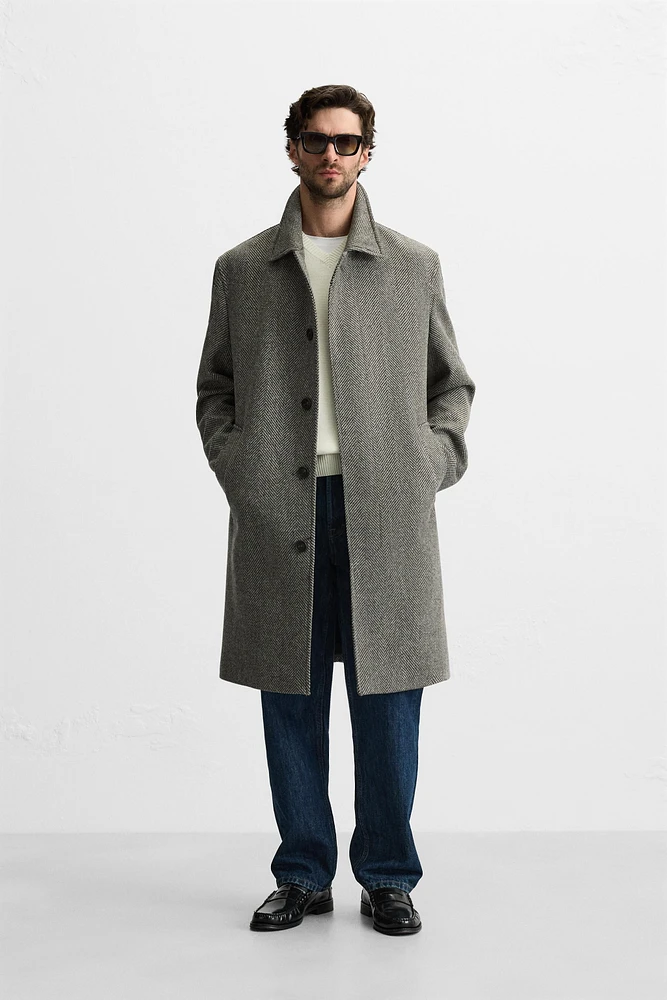 HERRINGBONE TEXTURED WEAVE COAT