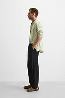 PLEATED COTTON - LINEN PANTS