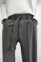 PANTS WITH BELT AND PLEATS