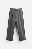 PANTS WITH BELT AND PLEATS