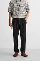 PLEATED LINEN PANTS