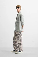 PRINTED DENIM CARGO PANTS