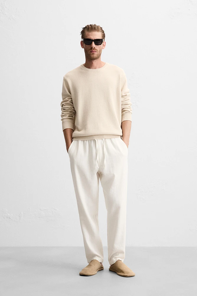 TEXTURED JOGGER WAIST PANTS