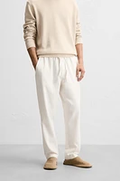 TEXTURED JOGGER WAIST PANTS