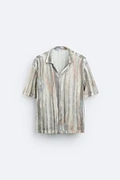 ABSTRACT PRINT OPEN WORK SHIRT