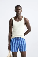 STRIPED REGULAR SWIMMING TRUNKS