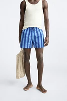 STRIPED REGULAR SWIMMING TRUNKS