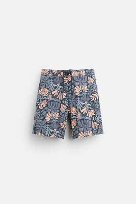 FLORAL PRINT LONG SWIMMING TRUNKS