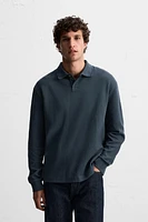 RIB STRUCTURED POLO SHIRT