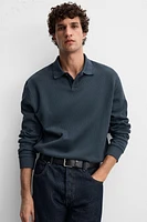 RIB STRUCTURED POLO SHIRT