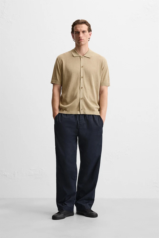 COTTON - LINEN BLEND KNIT SHIRT