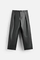 FAUX LEATHER PANTS PLEATS